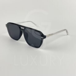 Lunette avec applique qzen double pont noir bras transparent