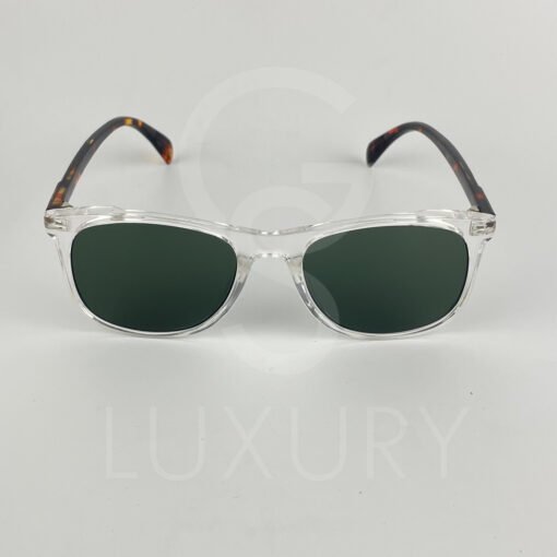 Lunette de soleil DB carré transparent verre vert bras tigré DB7001 – Image 3