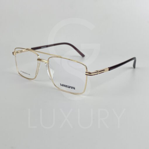 Lunette Optique double pont doré bras marron JY1149 – Image 3