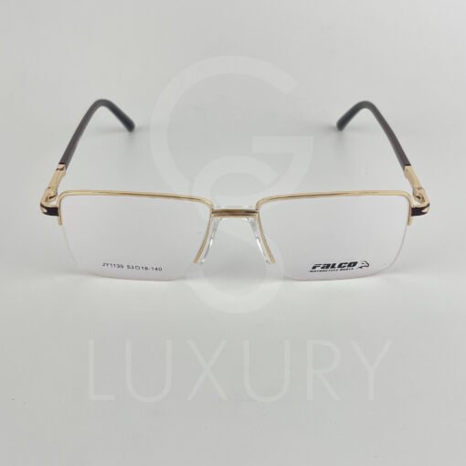 Lunette Optique carré fil de peche doré bras marron JY1135 – Image 2