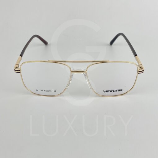 Lunette Optique double pont doré bras marron JY1146 – Image 2