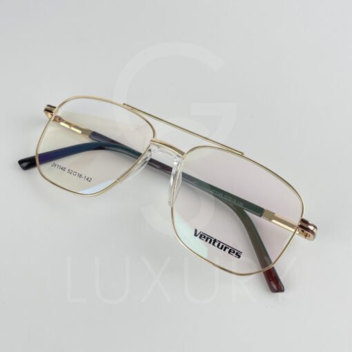 Lunette Optique double pont doré bras marron JY1146 – Image 4