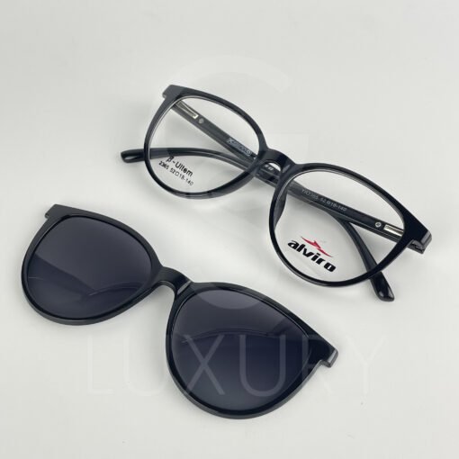 Lunette avec aplique TR-90 rond noir femmes 2365 – Image 4