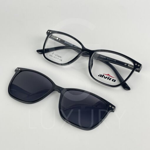 Lunette avec aplique TR-90 carré noir femmes 2360 – Image 5