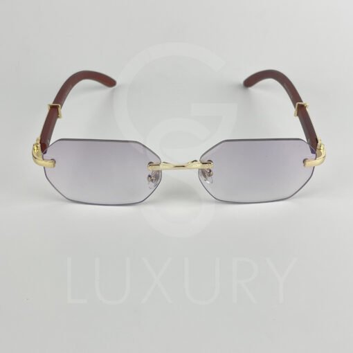 Lunette de soleil percé doré bras bois 64022 – Image 2