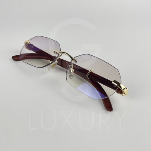 Lunette de soleil percé doré bras bois 64022 – Image 4