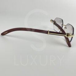 Lunette de soleil percé doré bras bois 64022
