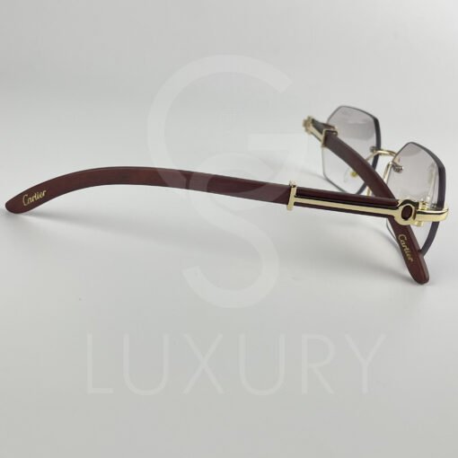 Lunette de soleil percé doré bras bois 64022 – Image 5