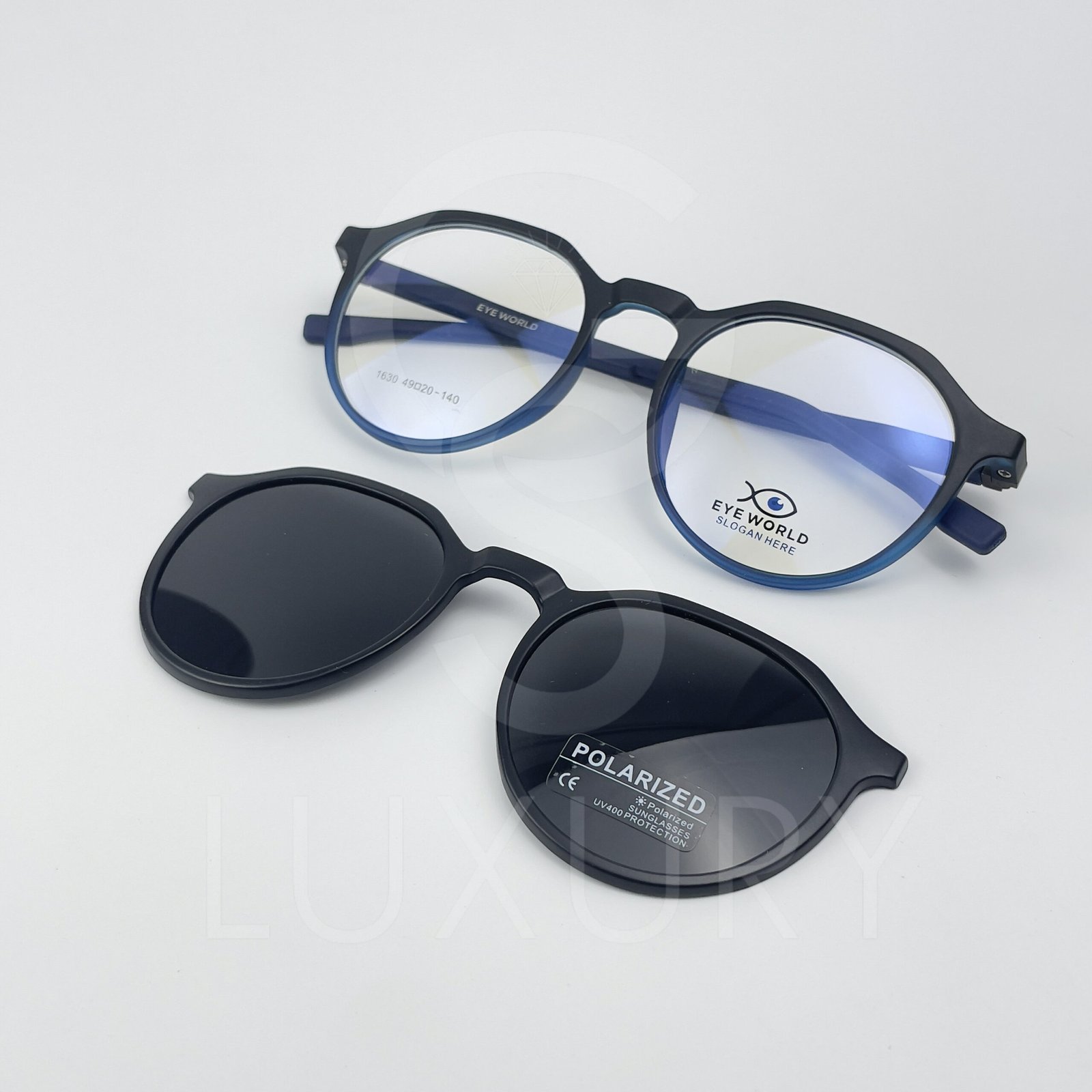 Lunette avec applique Eye world Hexagonal Dégradé noir bleu 1630 GS  Luxury Algerie 2025