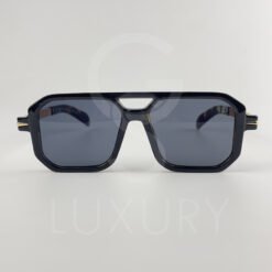 Lunette de soleil David beckham Double pont carré bras métal Noir tigré Verre Noir DB7103