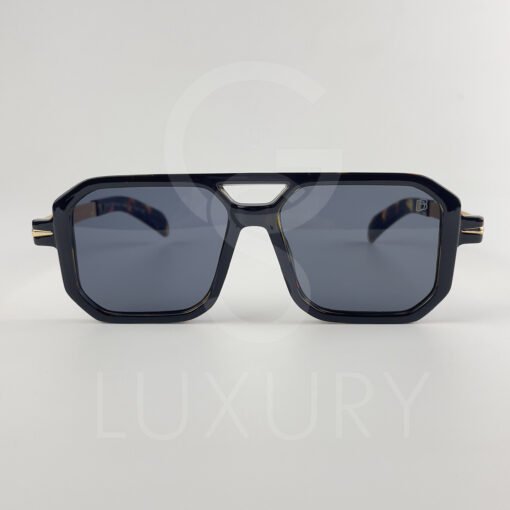 Lunette de soleil David beckham Double pont carré bras métal Noir tigré  Verre Noir DB7103 – Image 2