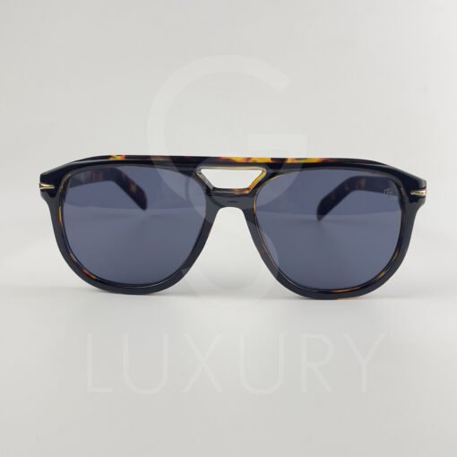 Lunette de soleil David beckham Double pontNoir tigré Verre Bleu foncé  DB7080 – Image 2