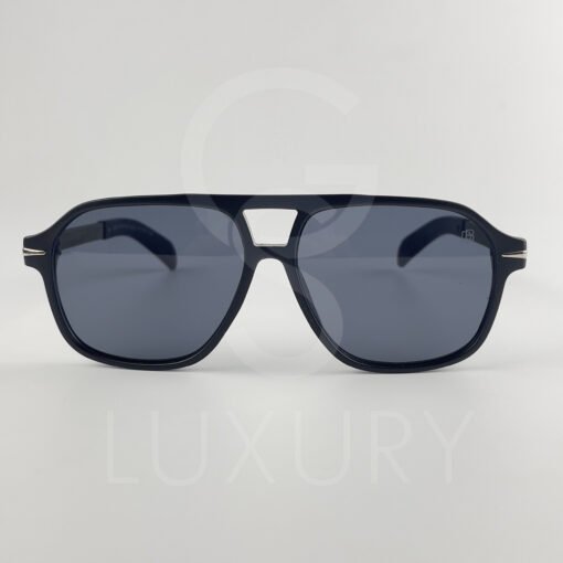 Lunette de soleil David beckham Double pont bras métal Noir matte Verre Noir DB7104 – Image 2