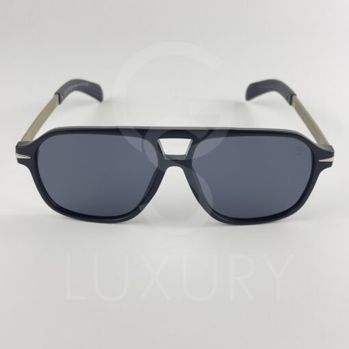 Lunette de soleil David beckham Double pont bras métal Noir matte Verre Noir DB7104 – Image 3