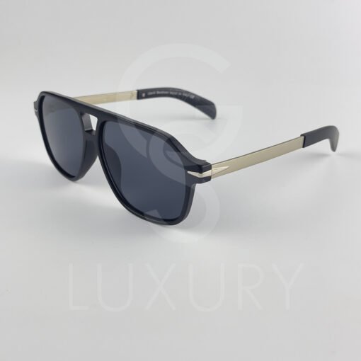 Lunette de soleil David beckham Double pont bras métal Noir matte Verre Noir DB7104 – Image 4