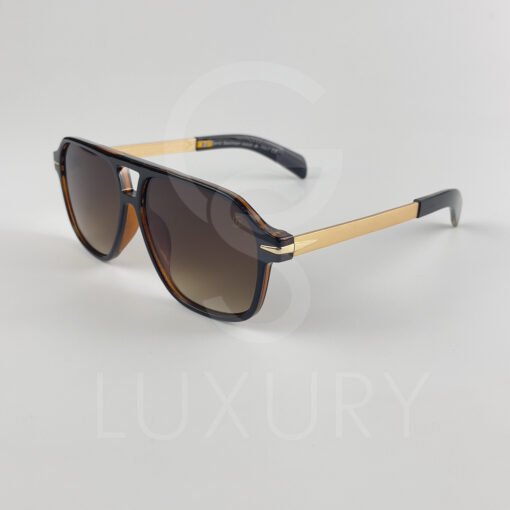 Lunette de soleil David beckham Double pont bras métal Marron Verre Marron DB7104 – Image 4