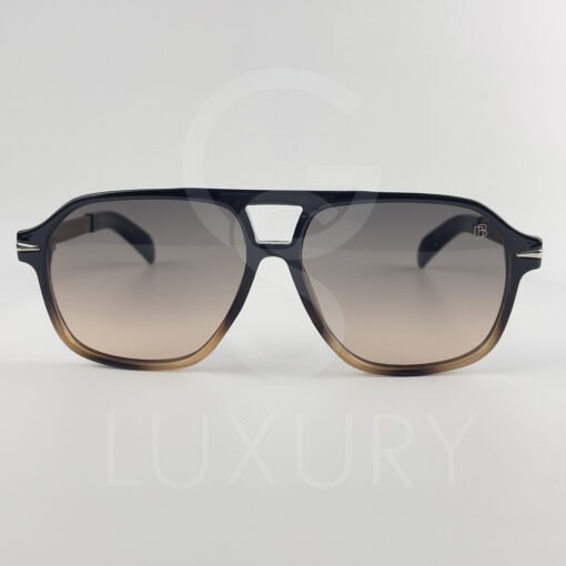 Lunette de soleil David beckham Double pont bras métal Noir dégradé  Verre Noir dégradé  DB7104 – Image 2