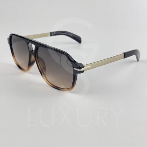 Lunette de soleil David beckham Double pont bras métal Noir dégradé  Verre Noir dégradé  DB7104 – Image 4