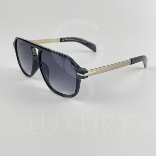 Lunette de soleil David beckham Double pont bras métal Noir glacé  Verre Bleu foncé  DB7104 – Image 4