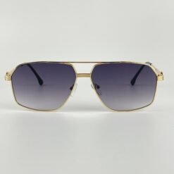 Lunette de soleil cartier double pont doré bleu 36090