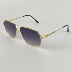 Lunette de soleil cartier double pont doré bleu 36090