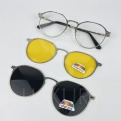 Lunette avec 2 appliques metal rond gris 8016