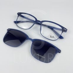 Lunette avec applique rayban carré bleu rx8059