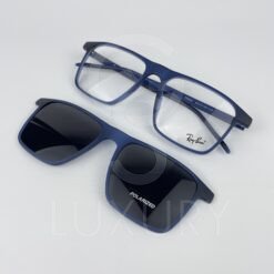 Lunette avec applique rayban carré bleu rx8065