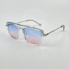 Lunette de soleil transparent double pont verre dégradé bleu rose 2488