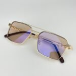 Lunette de soleil double pont doré verre marron F8050 - Image 3