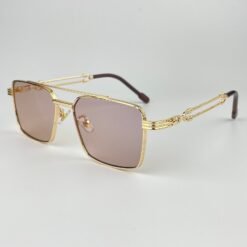 Lunette de soleil double pont doré verre marron F8050