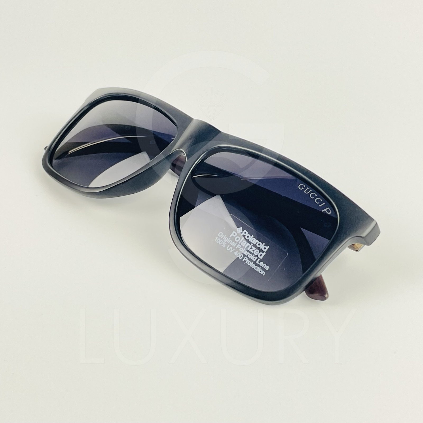 Lunette de soleil noir carré bras bois polarisé – Image 3