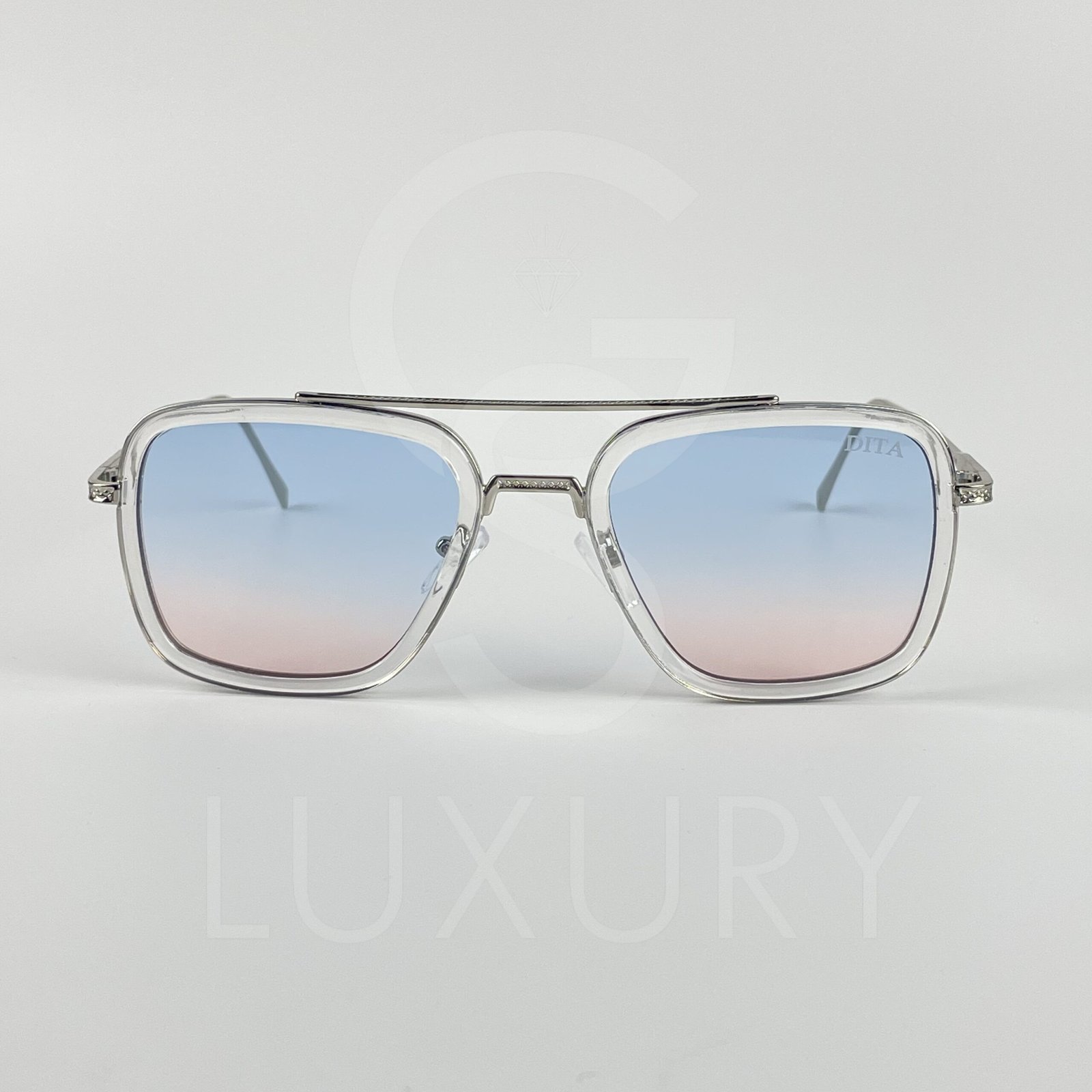 Lunette de soleil transparent DT verre dégradé bleu rose – Image 2