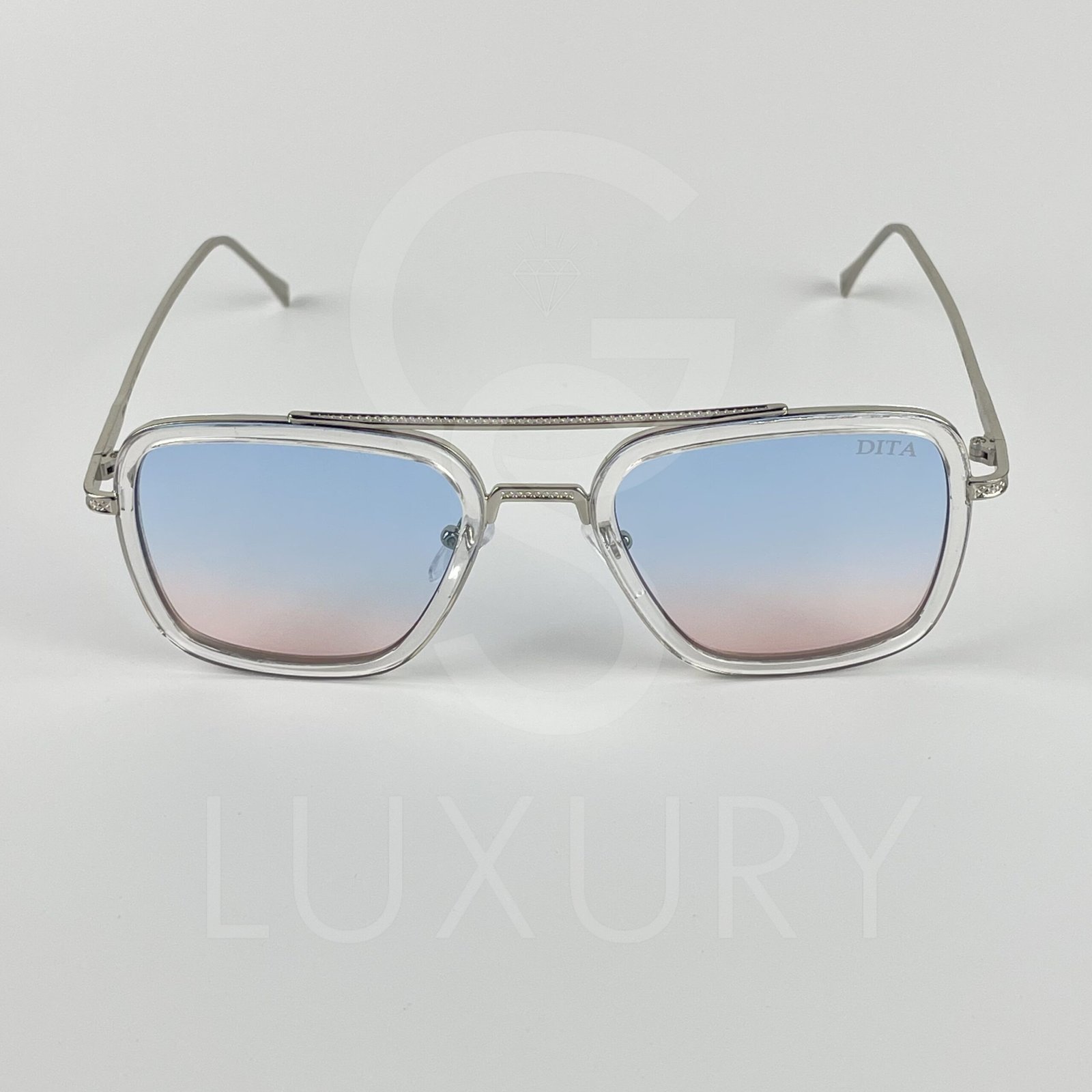 Lunette de soleil transparent DT verre dégradé bleu rose – Image 4