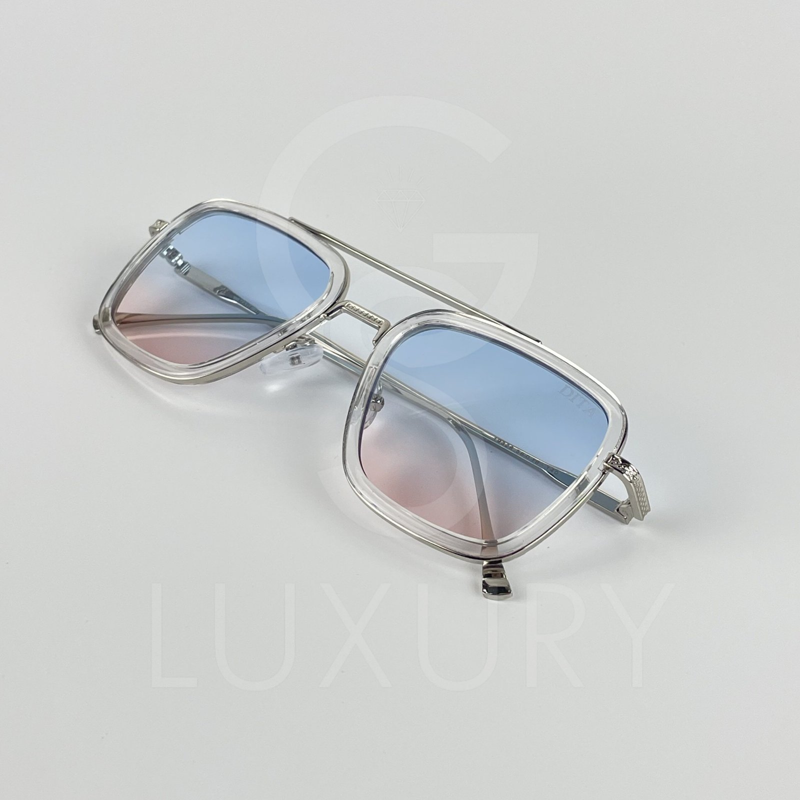 Lunette de soleil transparent DT verre dégradé bleu rose – Image 3