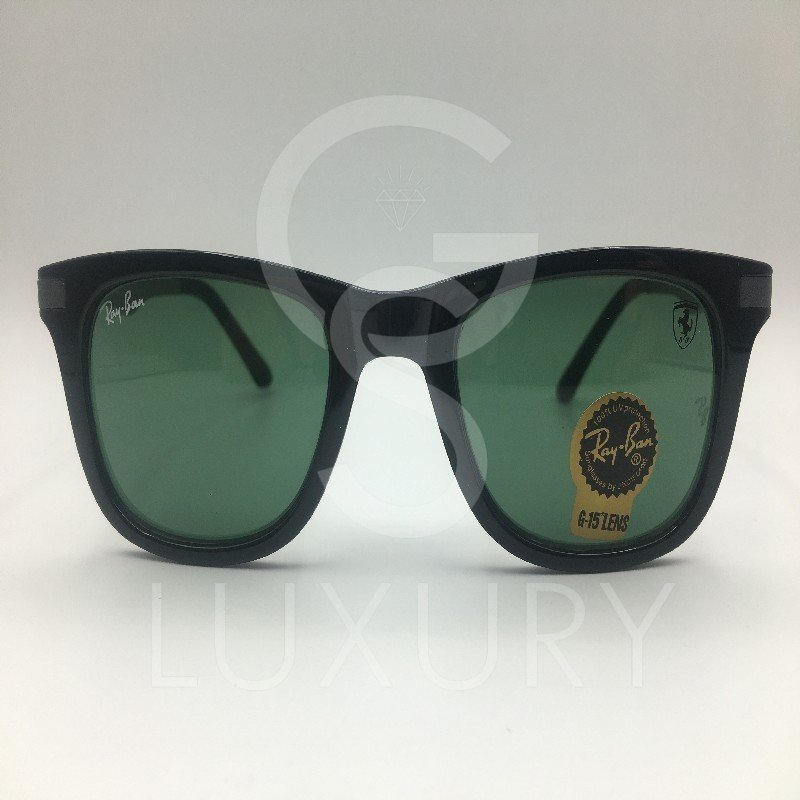 Lunette de soleil rayban Noir gris verre vert 52-14-136 – Image 2