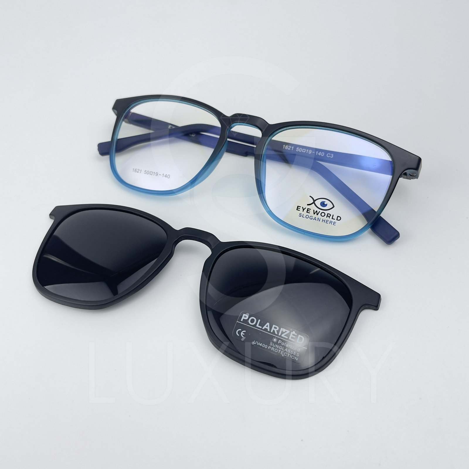Lunette avec applique Eye world Carré Dégradé noir bleu 1621
