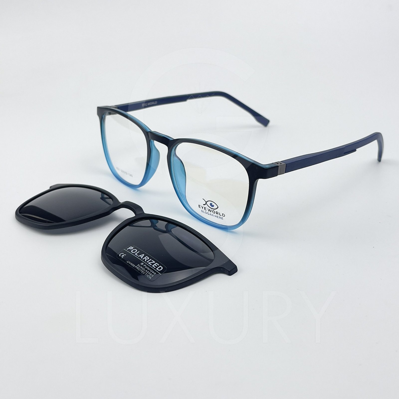 Lunette avec applique Eye world Carré Dégradé noir bleu 1621 – Image 6
