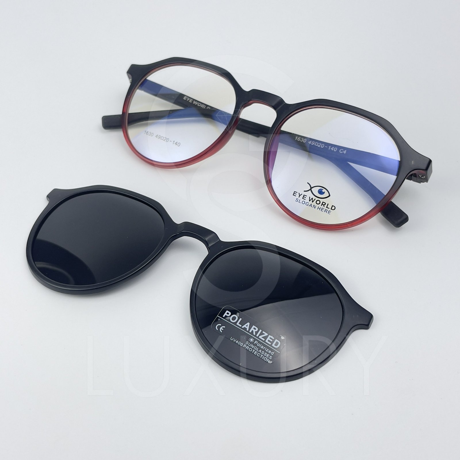 Lunette avec applique Eye world Hexagonal Dégradé noir rouge 1630
