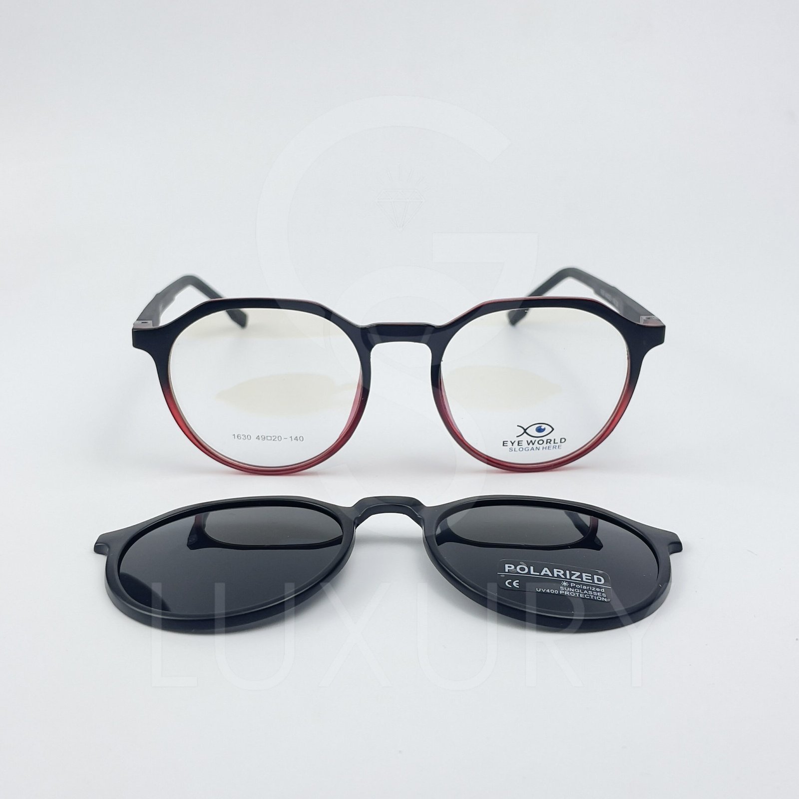Lunette avec applique Eye world Hexagonal Dégradé noir rouge 1630 – Image 5