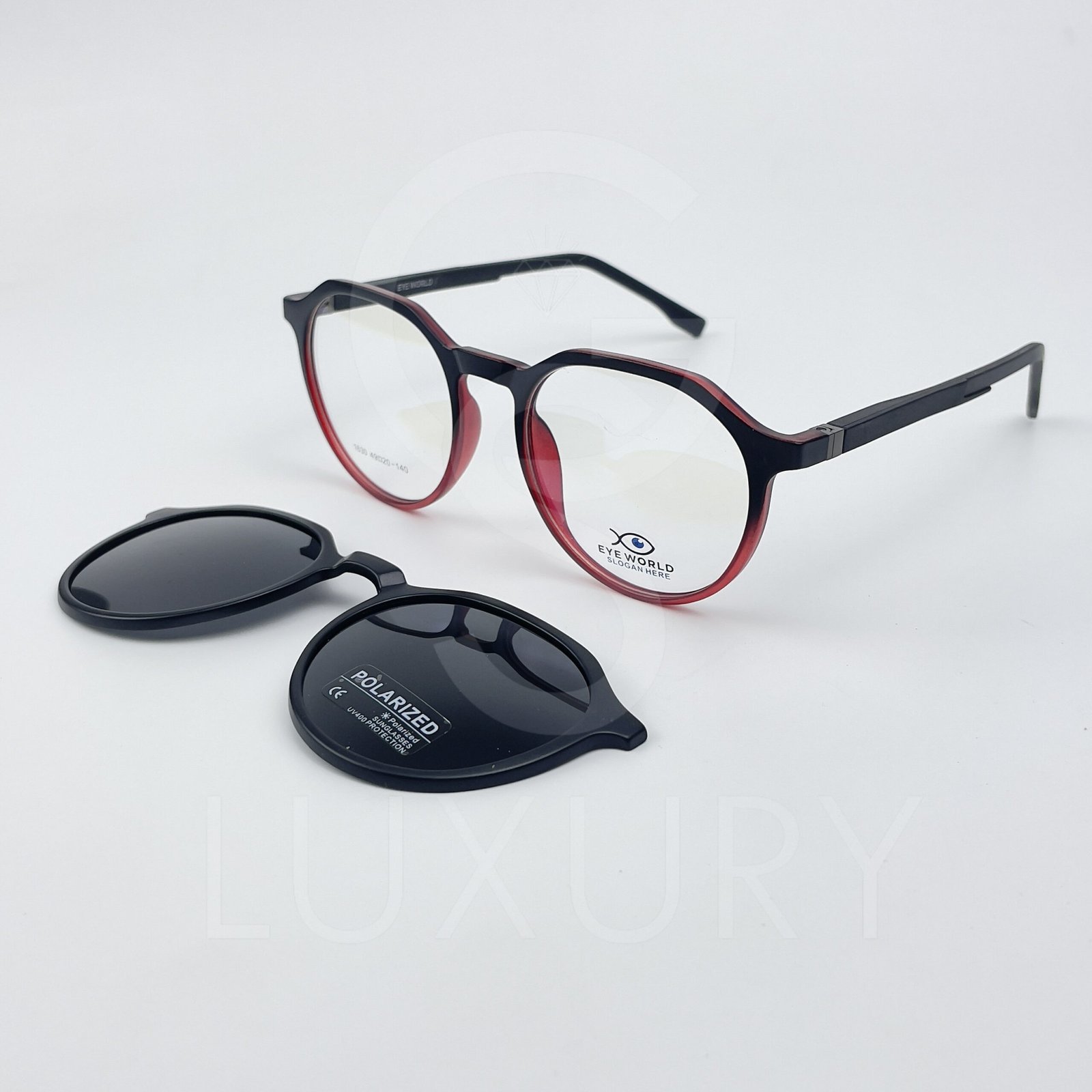 Lunette avec applique Eye world Hexagonal Dégradé noir rouge 1630 – Image 3
