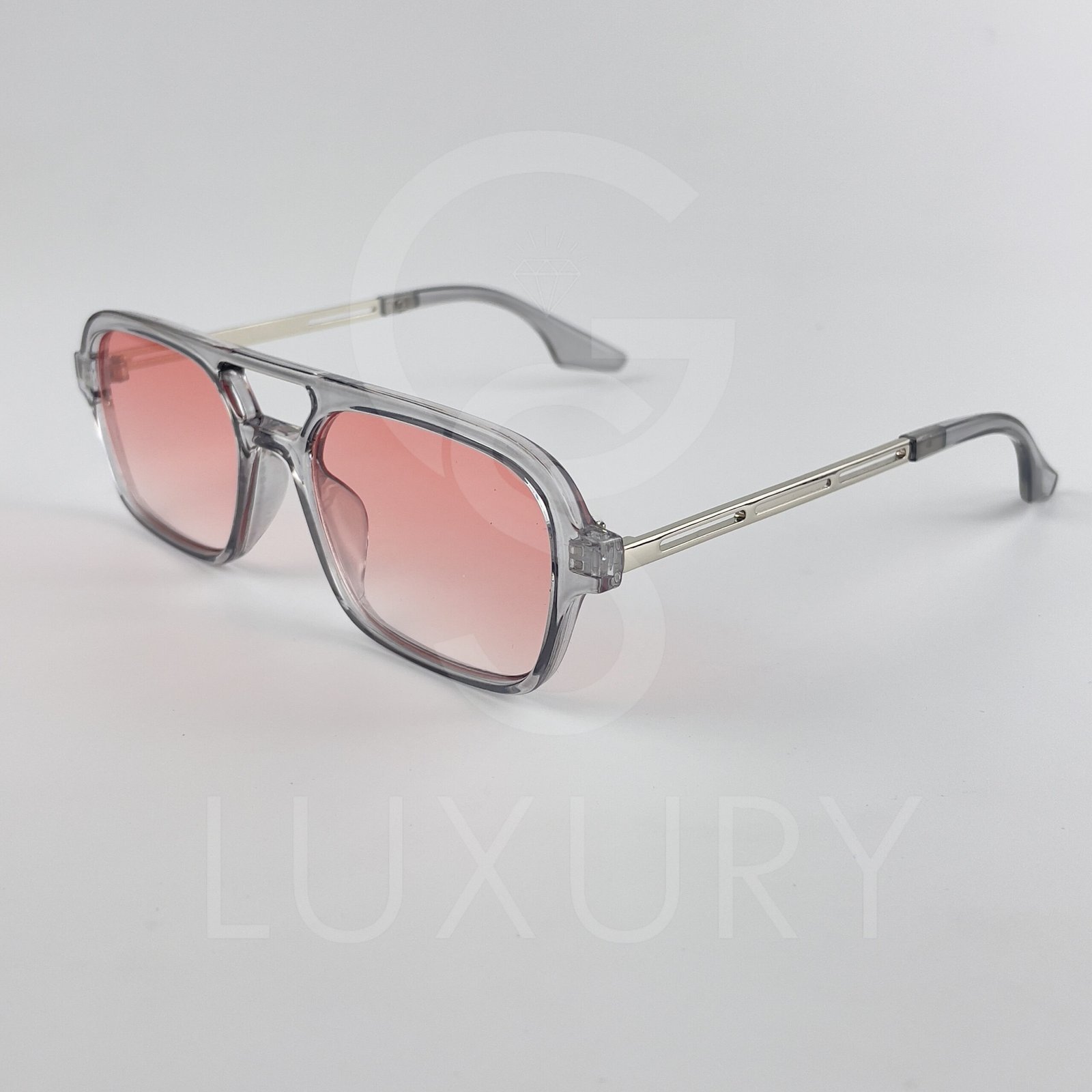 Lunette de soleil SM Double pontGris Verre Rose 2202 – Image 4