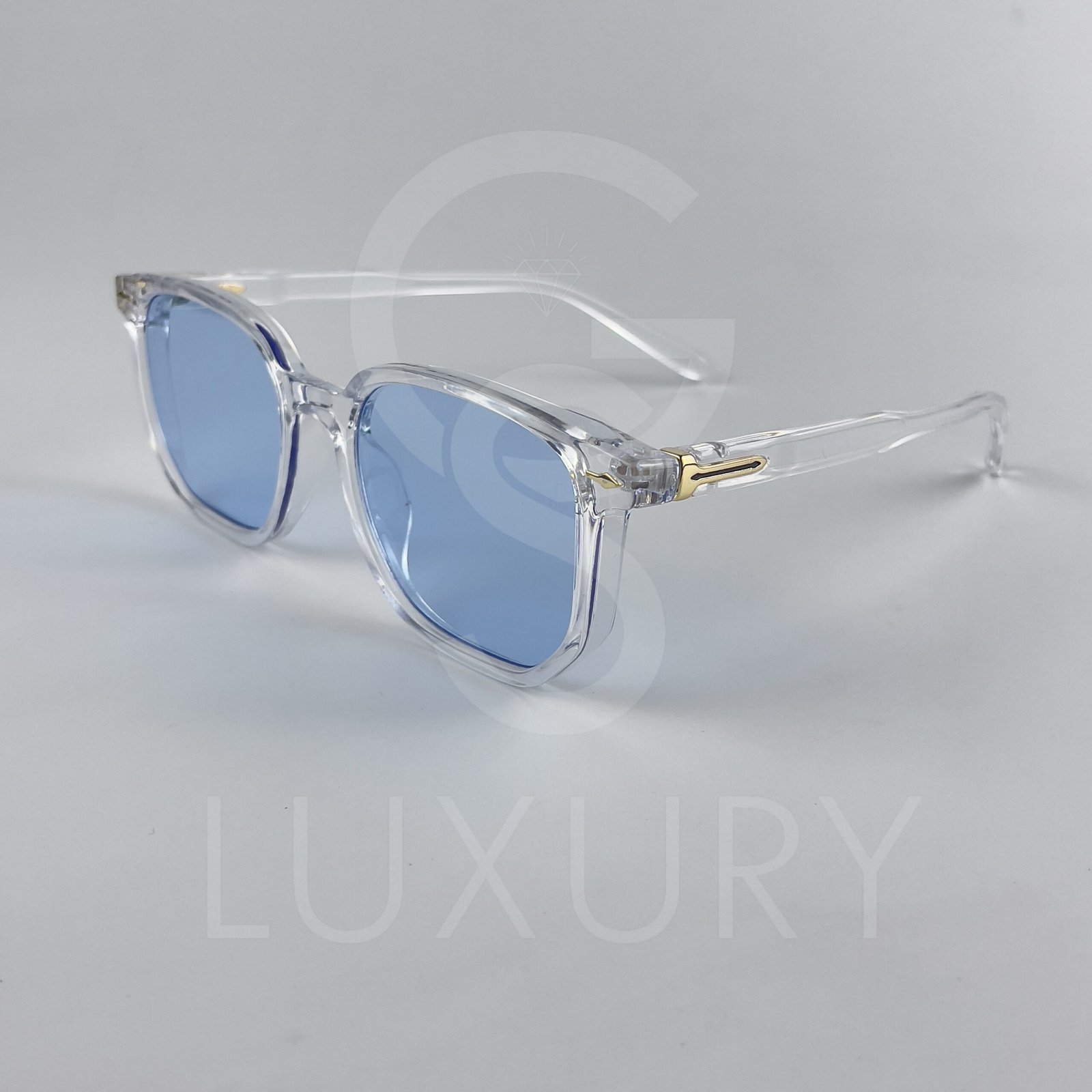 Lunette de soleil Jmm Hexagonal Transparent Verre Bleu SM2023-19-146 – Image 4