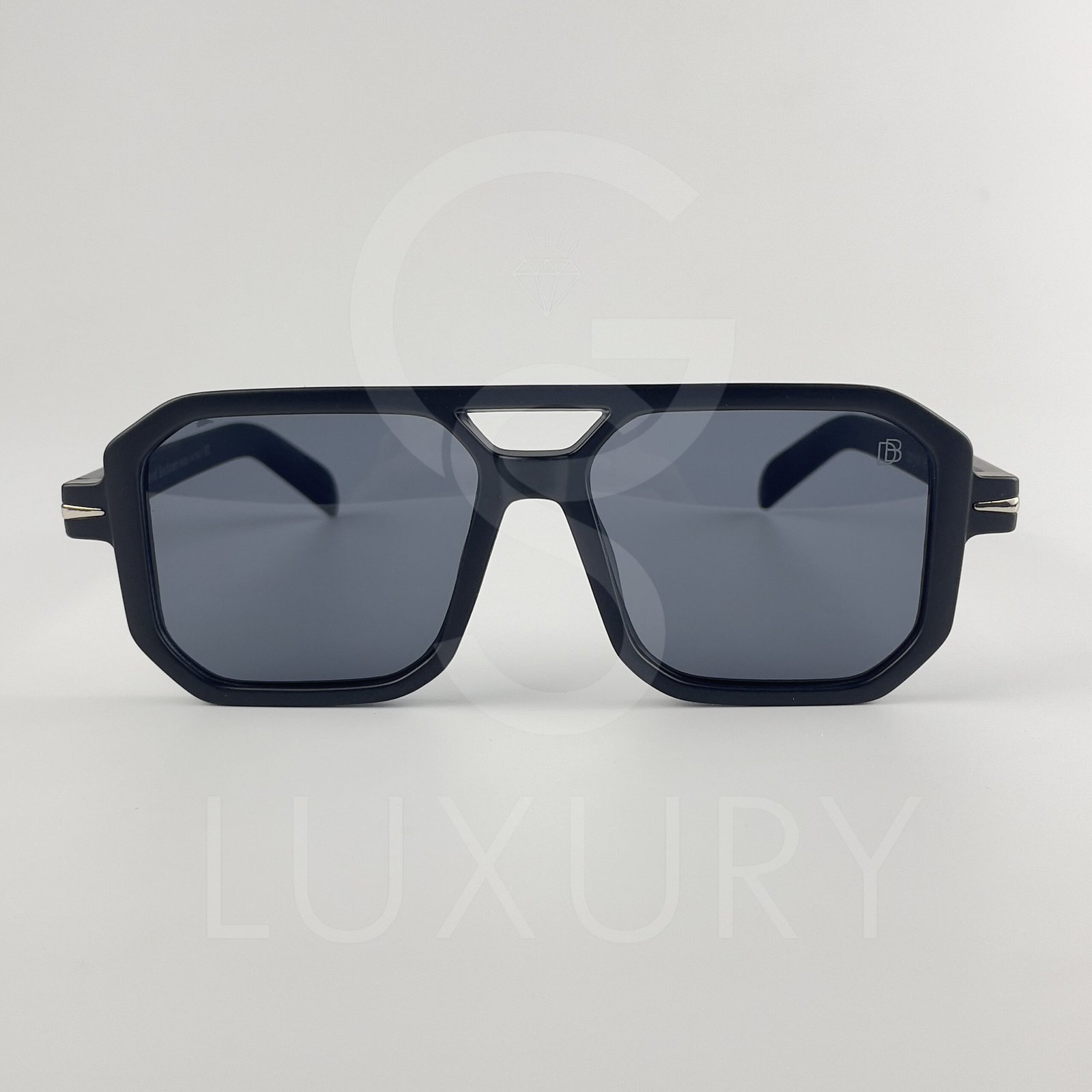Lunette de soleil David beckham Double pont carré Noir matte Verre Noir DB1106 – Image 2