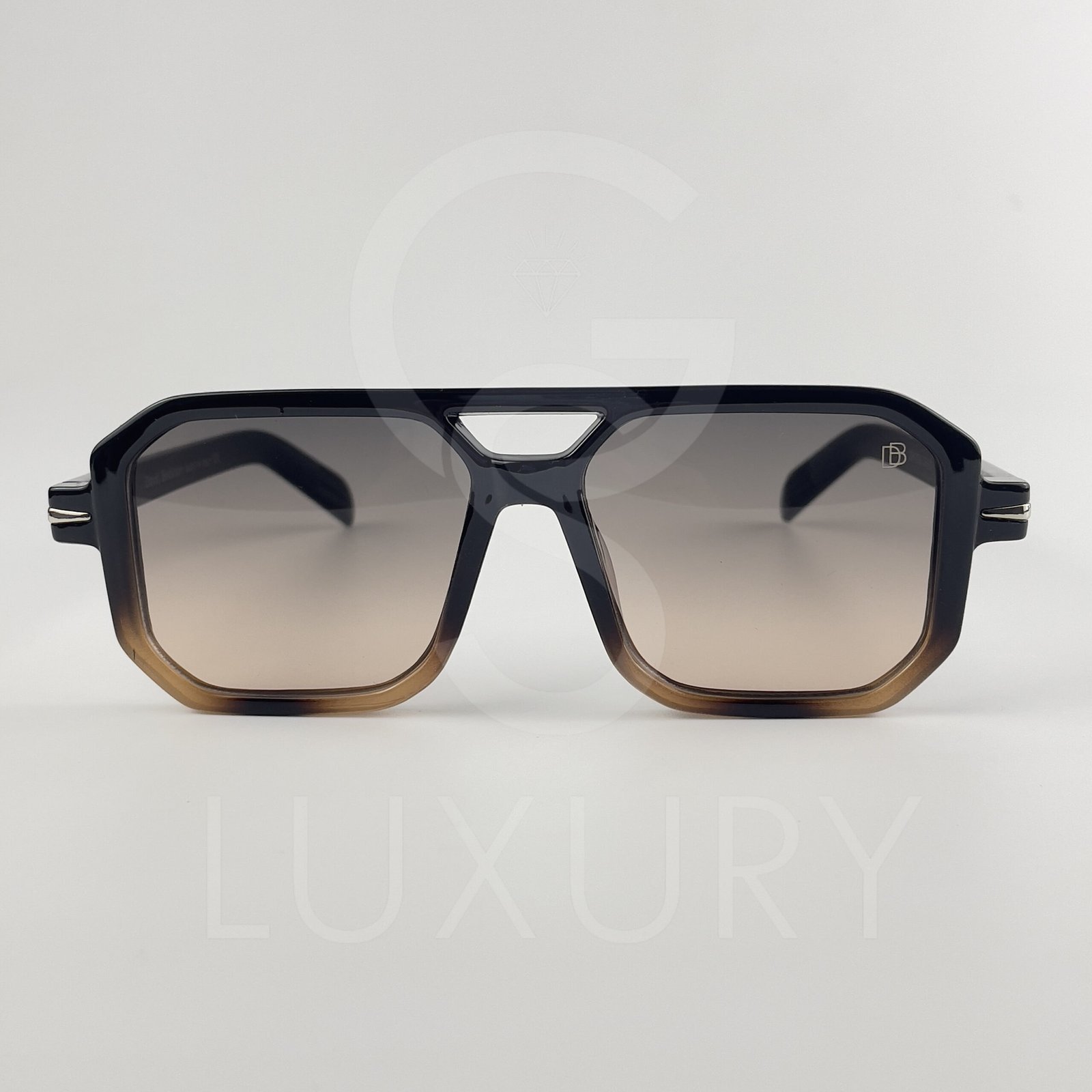 Lunette de soleil David beckham Double pont carré Noir dégradé Verre Marron dégradé DB1106 – Image 2