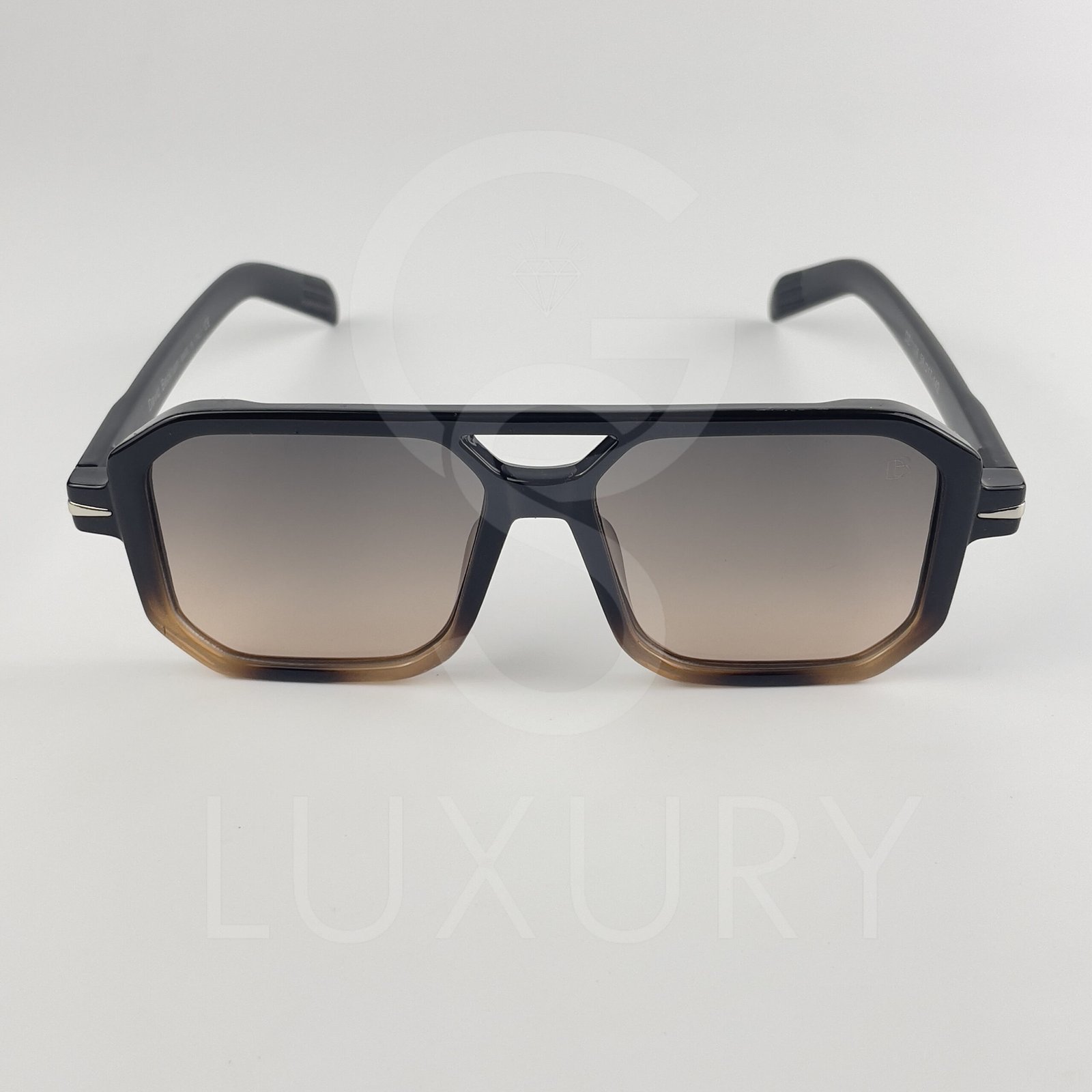 Lunette de soleil David beckham Double pont carré Noir dégradé Verre Marron dégradé DB1106 – Image 3