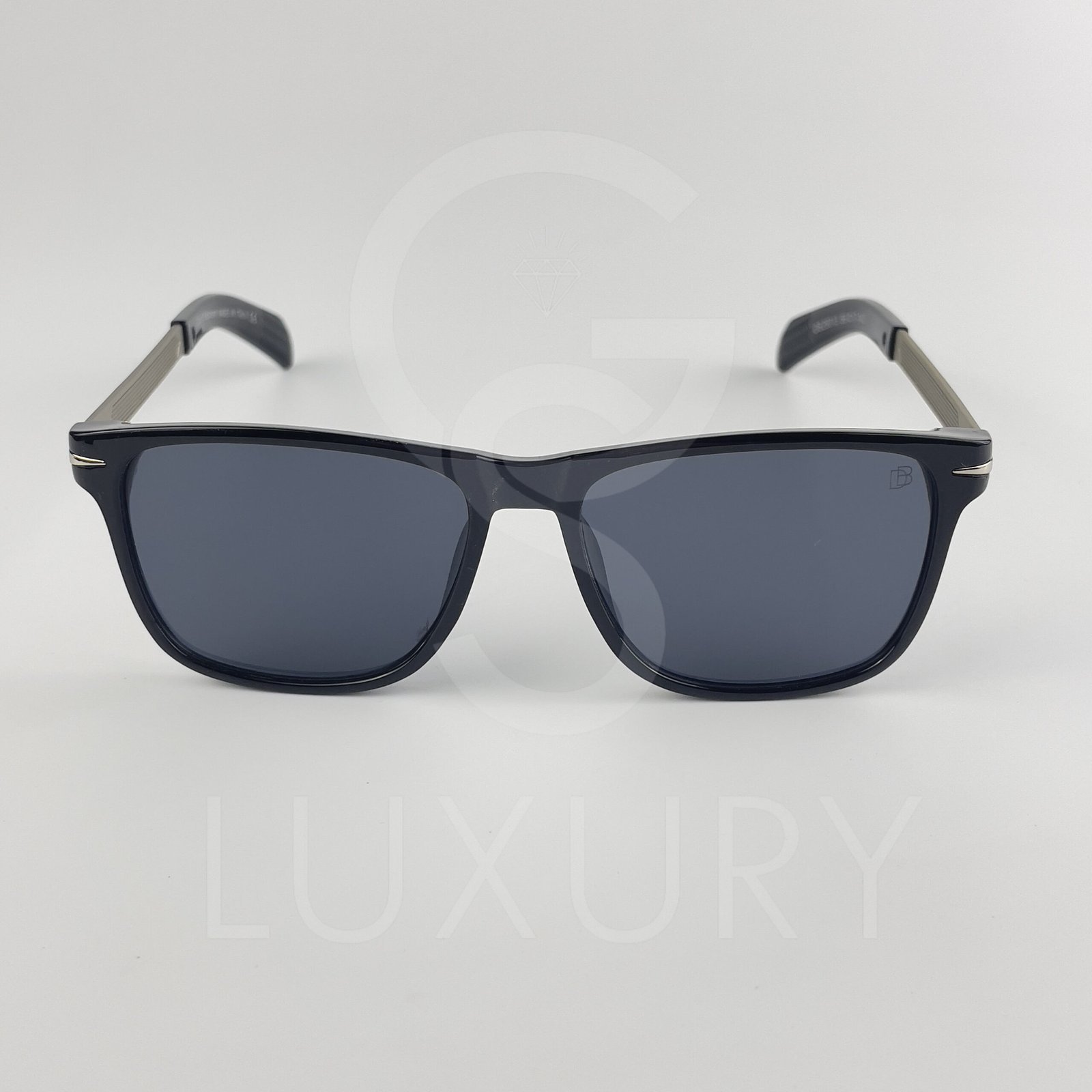 Lunette de soleil David beckham Carré bras métal Noir Verre Noir DB28013 – Image 3
