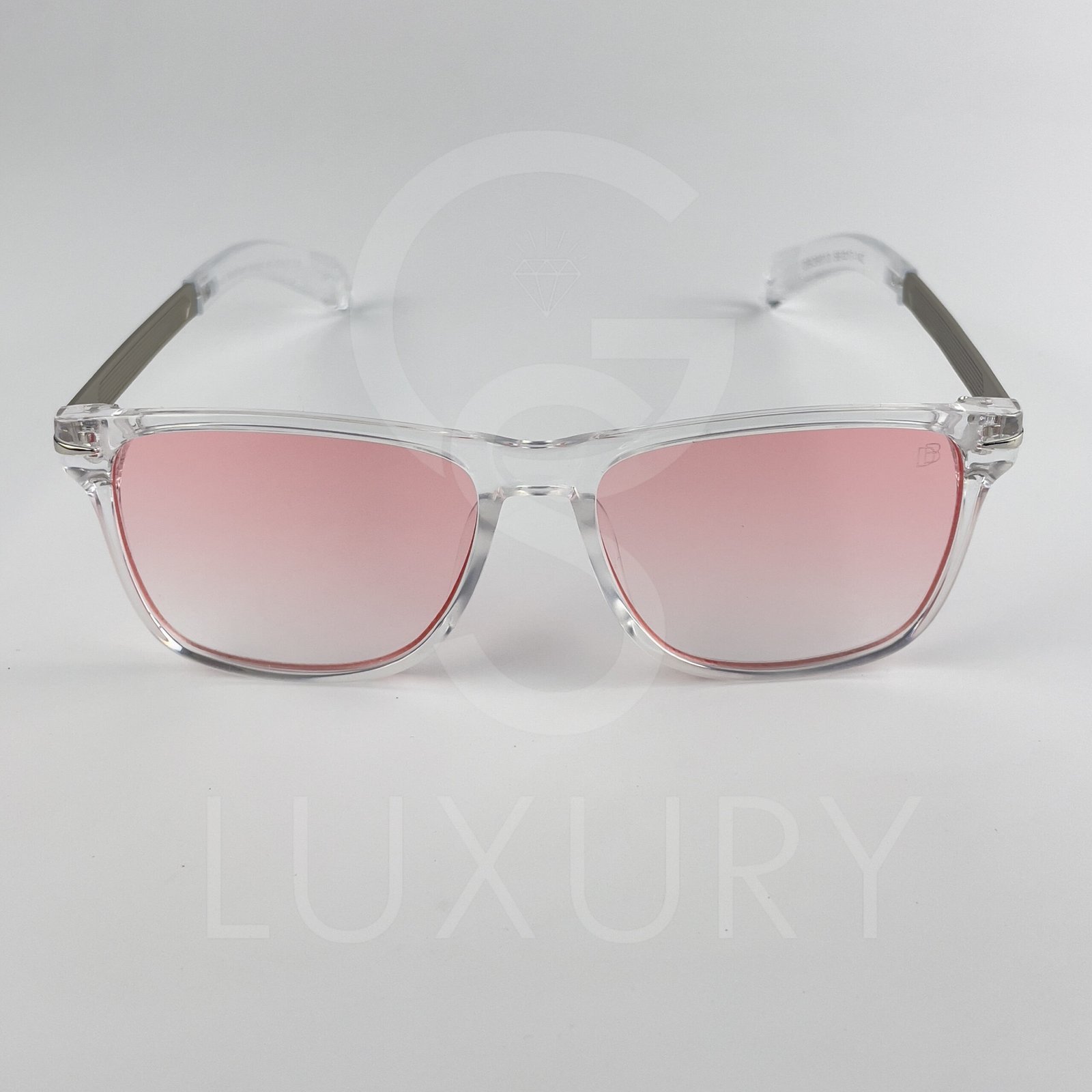 Lunette de soleil David beckham Carré bras métal Transparent Verre Rose claire dégradé DB28013 – Image 3