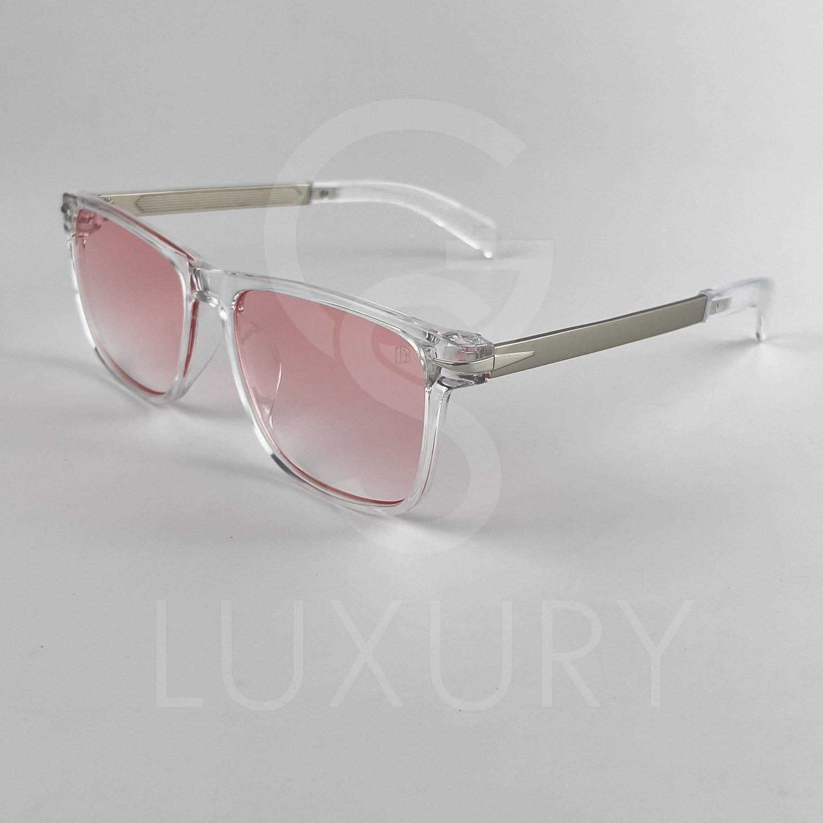 Lunette de soleil David beckham Carré bras métal Transparent Verre Rose claire dégradé DB28013 – Image 4