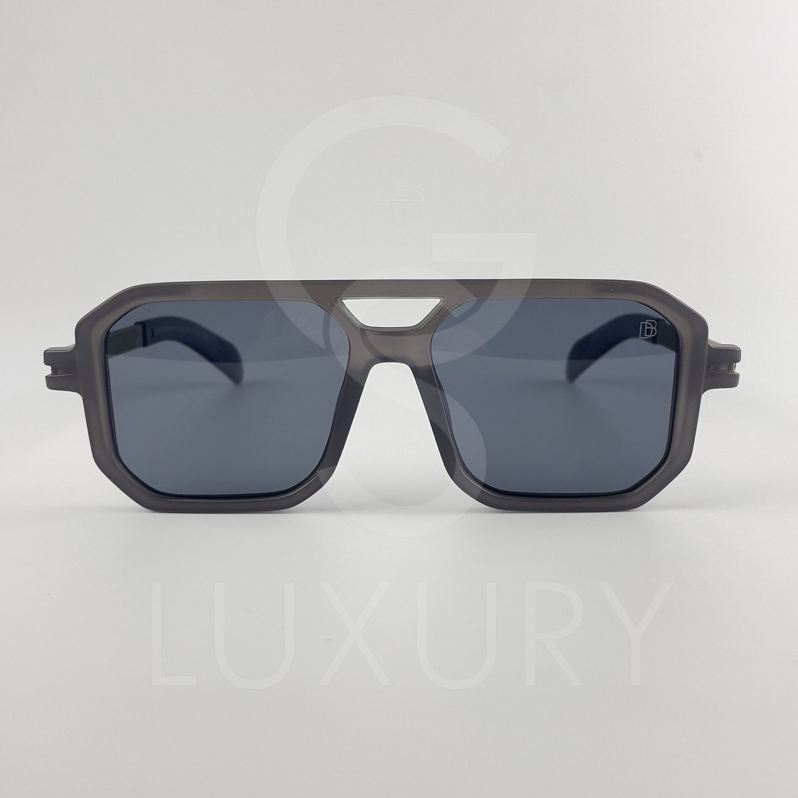 Lunette de soleil David beckham Double pont carré bras métal Gris matte Verre Gris DB7103 – Image 2